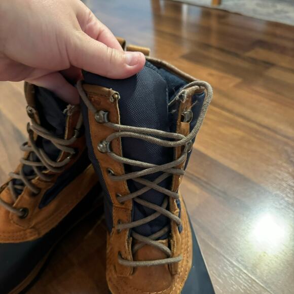 Vintage Lands' End Navy Blue & Brown Duck Boots Size 10 Rain Winter - Picture 2 of 10